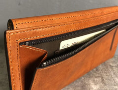 Handmade Leather Mens Cool Wallet Long Leather Wallet Clutch Wristlet Wallet for Men Women - imessengerbags