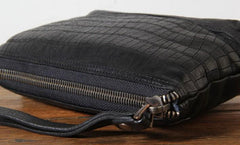Genuine Leather Mens Clutch Cool Slim Wallet Zipper Clutch Wristlet Wallet for Men - imessengerbags