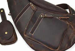 Cool Leather Chest Bag Sling CrossBody Bag Sling Travel Bag Sling Hiking Bag For Men