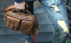 Cool Leather Mens Small Messengers Bag Shoulder Bags for Men