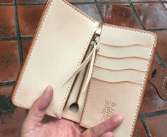 Handmade Leather Biker Wallet Mens Cool Short Chain Wallet Trucker Wallet with Chain
