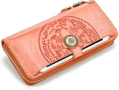 Handmade Leather Mens Chain Biker Wallet Cool Leather Wallet Long Phone Wallets for Men - imessengerbags