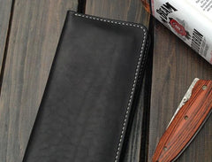 Handmade Leather Wallet Mens Clutch Wallet Cool Wallet Long Wallets for Men - imessengerbags