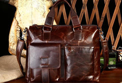 Vintage Leather Mens Briefcase Business Briefcase Cool Work Briefcase For Men - imessengerbags