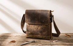 Small Leather Vintage Mens Cool Messenger Bags Shoulder Bags  for Men