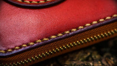 Handmade Leather Small Tooled Mens billfold Wallet Cool Chain Wallet Biker Wallet for Men
