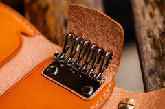 Handmade Leather Biker Mens Cool Car Key Wallet Coin Wallet Pouch Car KeyChain for Men - imessengerbags