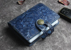 Handmade Leather Floral Mens Cool Short Wallet Card Holder Small Card Slim Wallets for Men