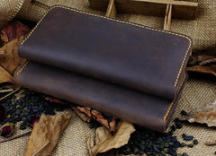 Handmade Leather Mens Cool Travel Long Wallet Card Holder Card Slim Clutch Wallets for Men - imessengerbags