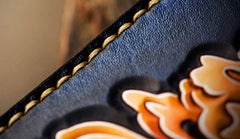 Handmade Leather Men Tooled Acalanatha Cool Leather Wallet Long Phone Clutch Wallets for Men - imessengerbags