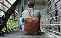 Cool Leather Mens Backpack Travel Backpack Vintage Laptop Backpack for men