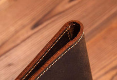 Handmade Mens Leather Small Slim Passport Wallet Vintage Bifold Long Wallet For Men - imessengerbags