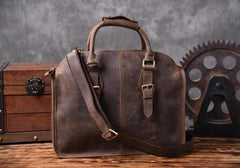 Handmade Leather Mens Cool Messenger Bag Briefcase Work Bag Business Bag for men