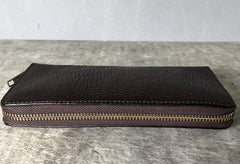 Genuine Leather Mens Cool Long Leather Phone Wallet Zipper Clutch Wallet for Men - imessengerbags