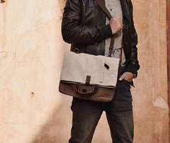 Mens Canvas Cool Side Bag Messenger Bag Canvas Handbag Canvas Tote for Men