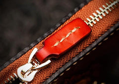 Handmade Mahākāla Leather Brown Biker Wallet Mens Cool Short Chain Wallet Trucker Wallet with Chain - imessengerbags