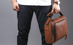 Cool Leather Brown Mens Messenger Bags Vintage Shoulder Bag  for Men