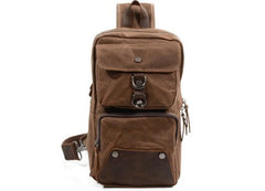 Cool Waxed Canvas Leather Mens Chest Bag Sling Bag One Shoulder Packs for men