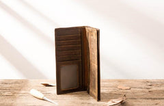 Vintage Slim long Wallets Leather Mens Tan Wallet Long Wallet for Men - imessengerbags