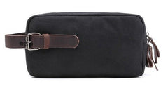 Cool Waxed Canvas Leather Mens Zipper Wristlet Bag Vintage Clutch Zipper Bag for Men - imessengerbags