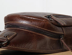 Genuine Leather Mens Cool Chest Bag Sling Bag Crossbody Bag Travel Bag Hiking Bag for men