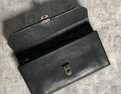 Handmade Genuine Leather Mens Cool Long Leather Wallet Phone Wallet Clutch Wallet for Men - imessengerbags