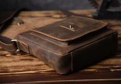 Handmade Leather Mens Cool Shoulder Bag Messenger Bag Chest Bag Bike Bag Cycling Bag for men - imessengerbags