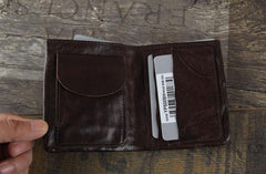 Handmade Genuine Leather Mens Cool Slim Leather Wallet Men Small Wallets Bifold for Men - imessengerbags