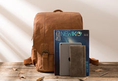 Cool Brown Mens Leather Backpacks Travel Backpacks Laptop Backpack for men - imessengerbags