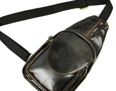 Vintage Leather Mens Sling Bag One Shoulder Backpack Chest Bag Sling Backpack for men - imessengerbags