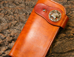Handmade Long Wallet Mens Cool Leather Chain Wallet Biker Trucker Wallet with Chain - imessengerbags