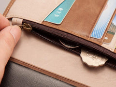 Vintage Leather Men Small Slim Travel Wallet Passport Wallet for Men - imessengerbags
