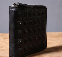 Genuine Leather Mens Cool billfold Leather Wallet Men Zipper Wallet Bifold for Men - imessengerbags