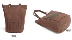 Mens Waxed Canvas Leather Tote Bag Canvas Shoulder Bag for Men - imessengerbags