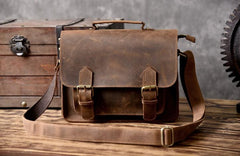 Handmade Leather Mens Cool Messenger Bag Briefcase Work Bag Business Bag for men