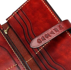 Handmade Leather Mens Clutch Cool Leather Wallet Long Phone Wallets for Men - imessengerbags