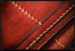 Handmade Leather Men Tooled Chinese Lion Cool Leather Wallet Long Phone Wallets for Men - imessengerbags