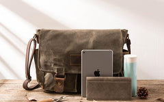 Waxed Canvas Messenger Bags for men Vintage Shoulder Bag for men