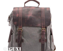 Mens Canvas Leather Backpack Canvas Hiking Backpack Canvas Travel Backpack for Men
