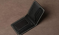 Handmade Leather Mens Cool Slim Leather Wallet Card Wallet Holders Men Small Wallets Bifold for Men - imessengerbags