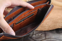 Genuine Leather Mens Cool Braided Wallet Long Leather Wallet Clutch Wristlet Wallet for Men - imessengerbags