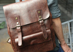 Cool Leather Mens Backpacks Travel Backpack Vintage Laptop Backpack for men