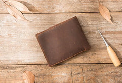 Vintage Leather Mens Small Wallets Bifold Slim billfold Wallet for Men - imessengerbags