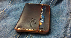 Handmade Leather Mens Slim Front Pocket Wallets Leather Card Wallet for Men - imessengerbags