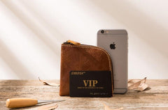 Cool Leather Mens Front Pocket Wallet Vintage Small Wallets for Men - imessengerbags