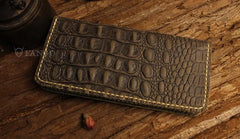 Handmade Leather Alligator Pattern Mens Cool Travel Long Wallet Card Holder Card Slim Clutch Wallets for Men - imessengerbags