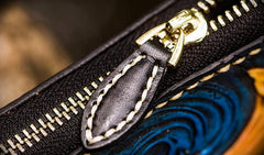 Handmade Leather Men Tooled Carp Cool Leather Wallet Long Phone Wallets for Men - imessengerbags