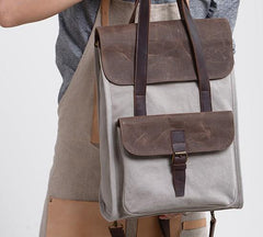 Cool Canvas Gray Mens Handbag Canvas Backpack Canvas Travel Bag for Men