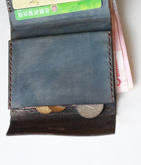 Handmade Vintage Leather Mens Small Bifold Wallet Cool billfold Wallet for Men - imessengerbags