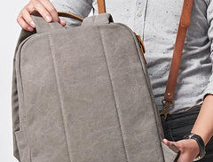 Cool Canvas Leather Mens Backpack Canvas Travel Bag Canvas School Bag for Men